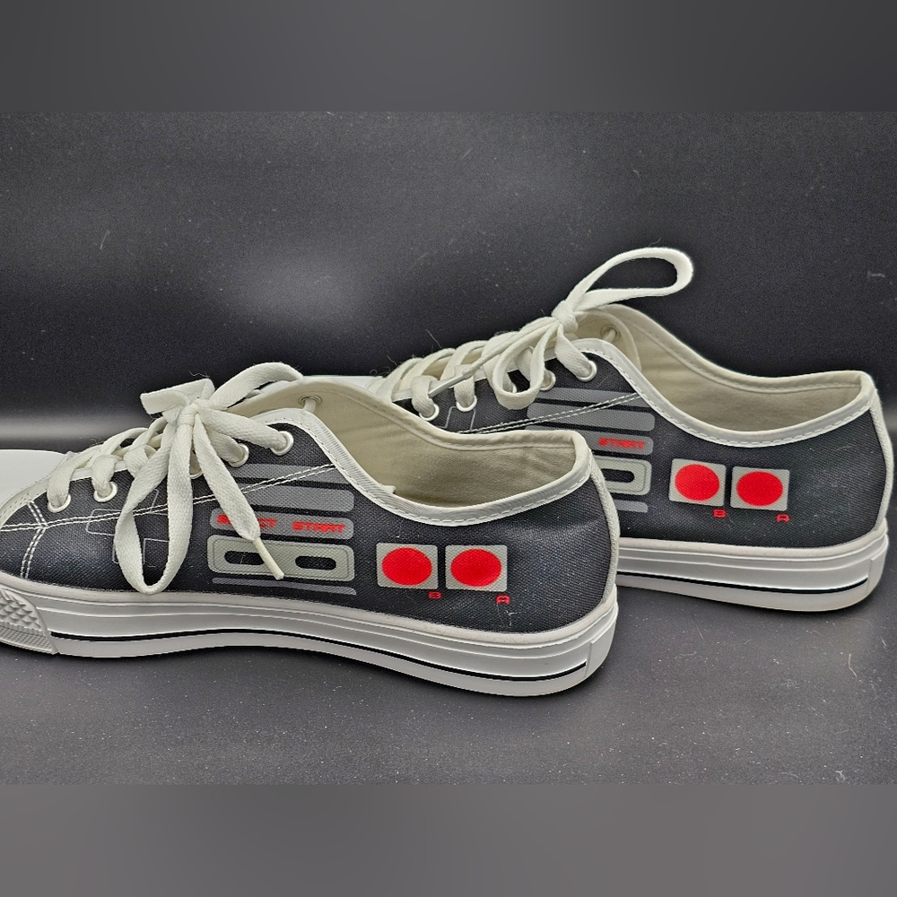 Black And White Canvas NES Controller Gamer Shoes Mens 9.5 (Womens 11.5) - Picture 3 of 6